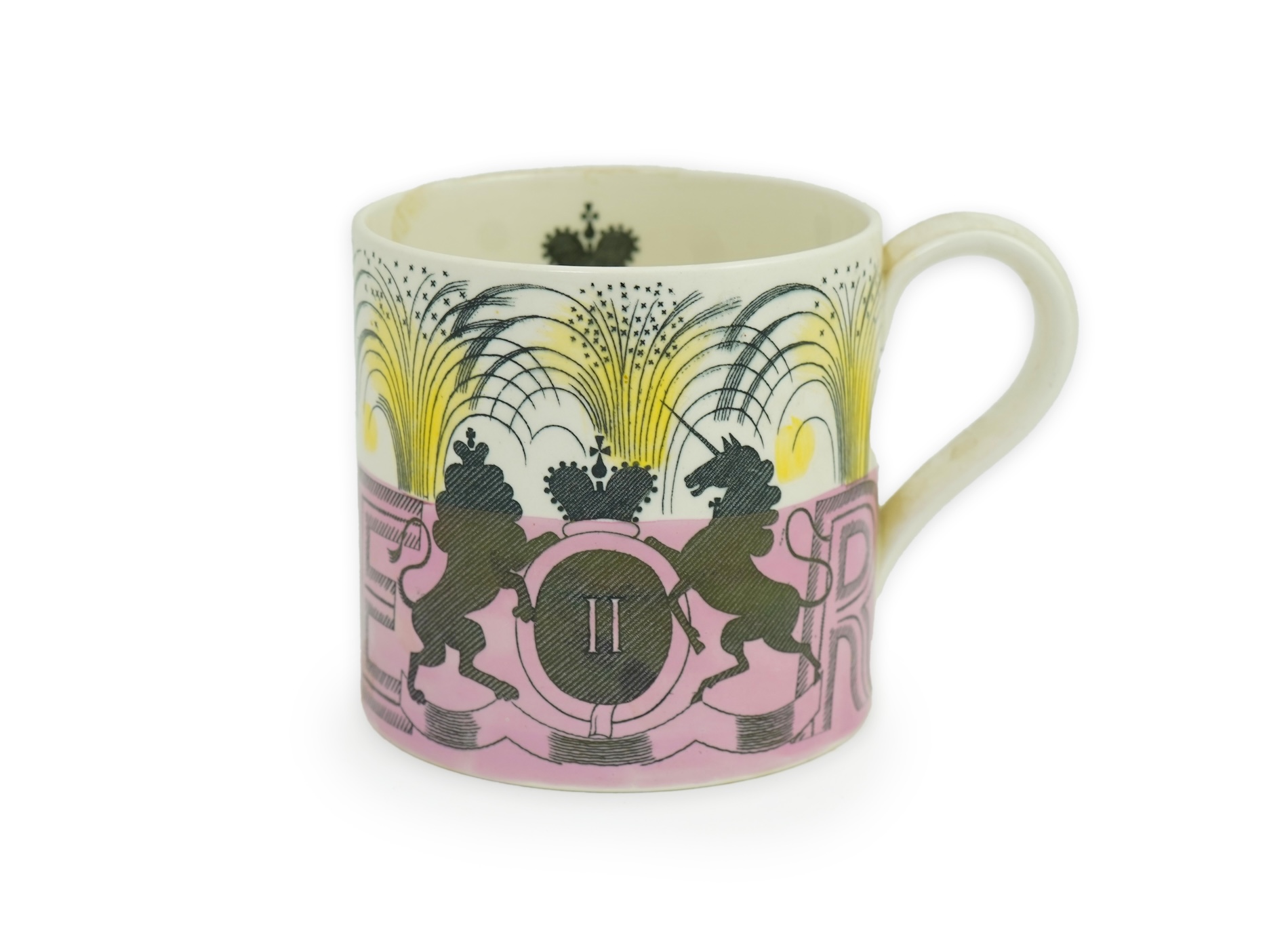 Eric Ravilious (1903-1942) for Wedgwood: A 1953 Queen Elizabeth II Coronation commemorative mug